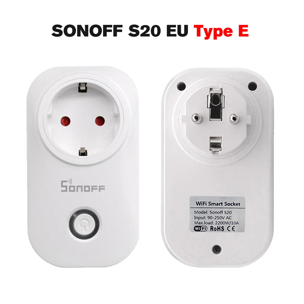 2 шт./лот SONOFF Baisc Wifi умная розетка переключатель беспроводной пульт дистанционного управления розетки приложение управление для Alexa Google Home - Комплект: S20 Type E