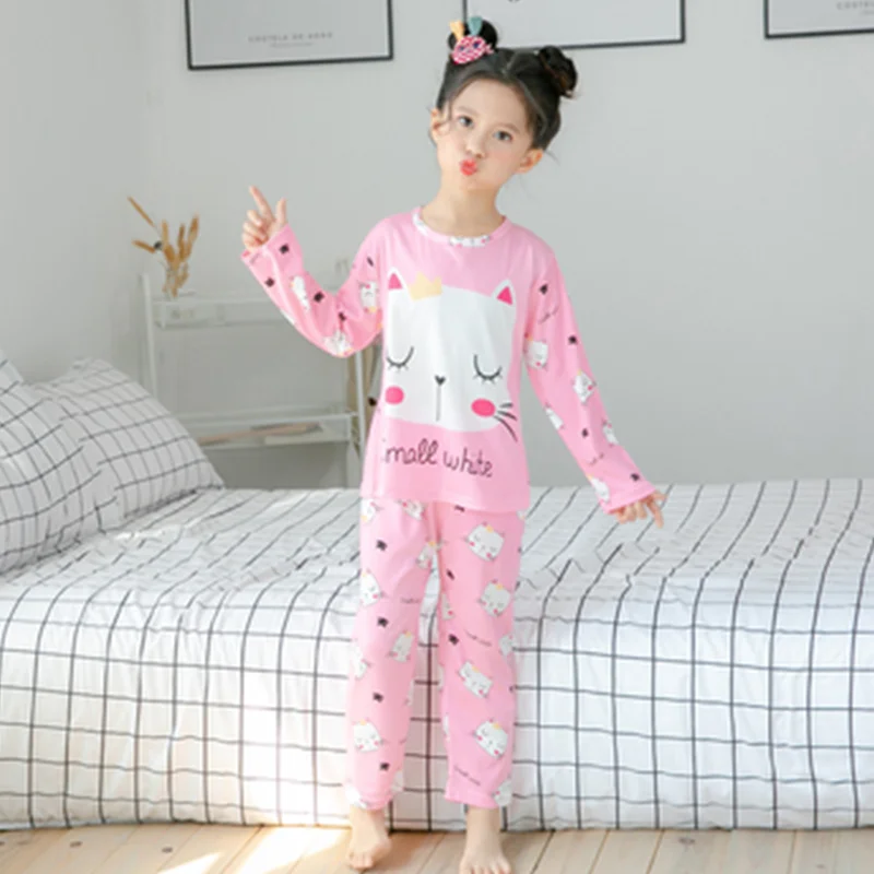 

2021 Children's Sleepwear Clothes Suit teen princess Long Sleeve Cotton Pijamas Girls Spring Pajama Sets Kids Cartoon Pyjamas