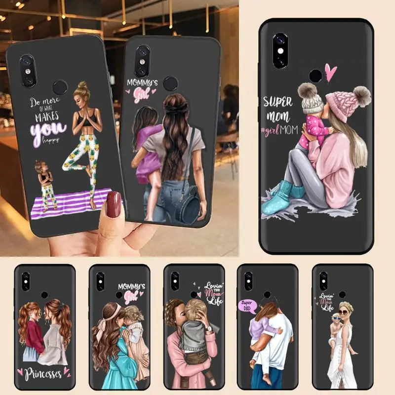

Family Mom Dad Baby fashion Phone Case For Xiaomi Redmi note 7 8 9 t max3 s 10 pro lite Luxury brand shell funda coque