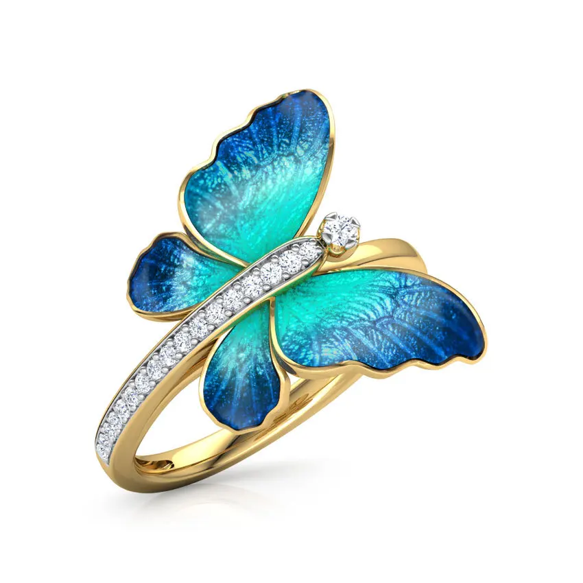 

Hot European & American popular color enamel ring 925 silver zircon butterfly ring for women Engagement & Party DIY Jewelry gift