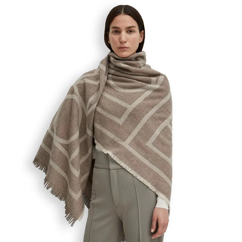 

Женский шарф-шаль из кашемира, с геометрическим рисунком