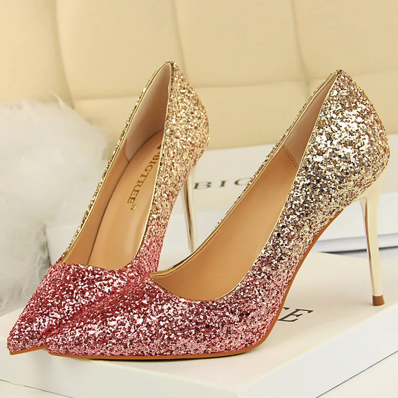 

Женские туфли на шпильке 10 см, красные туфли-лодочки с блестками, на высоком каблуке, для свадьбы, Дня Святого Валентина, 2021
