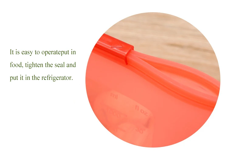 Reusable silicone food bag Silicone ziplock bags Refrigerator food freezer bags 1000ml milk fruit meat fresh sealed storage bags