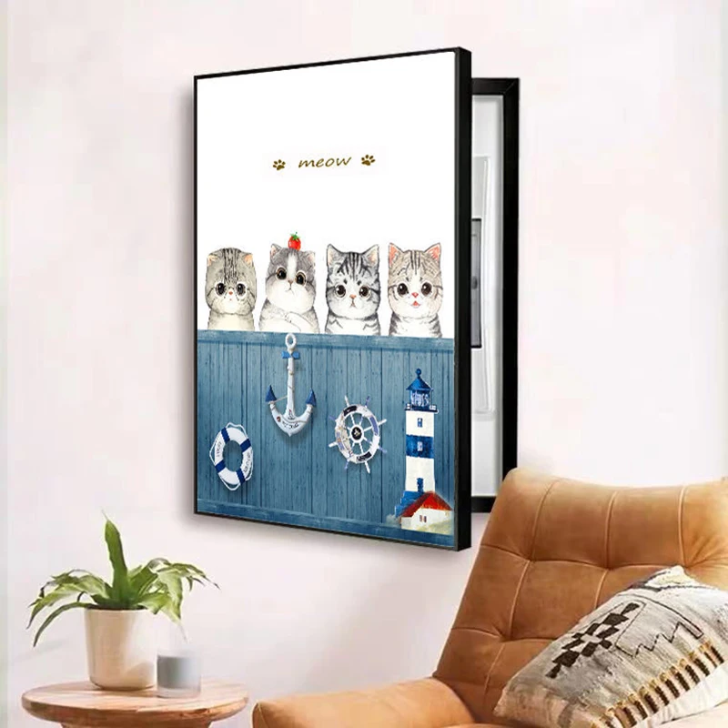 Вертикальная открывающаяся боковая электрическая коробка декоративная картина