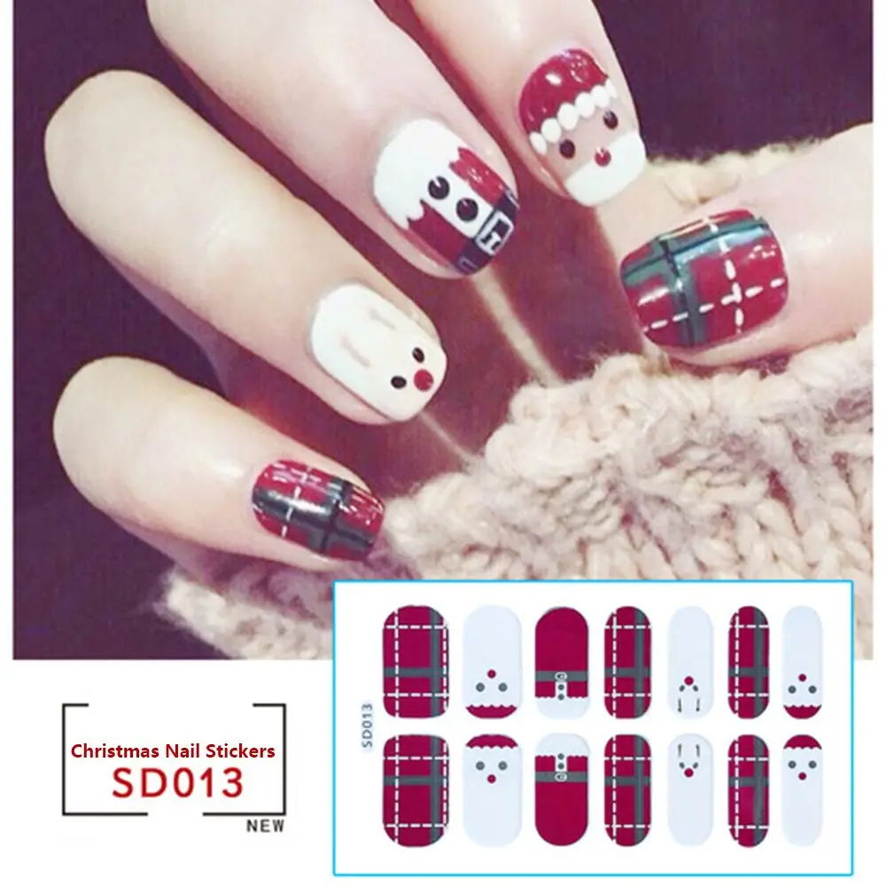 

1Sheet Waterproof Santa Snowman Xmas Decoration Cartoon Designs 3D DIY Decor Christmas Style Nail Art Sticker Nail Stickers