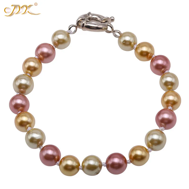 JYX Vintage Shell Pearl Bracelet Multi Color Seashell 7-8mm Christmas Gift women 7.5&quot | Украшения и аксессуары