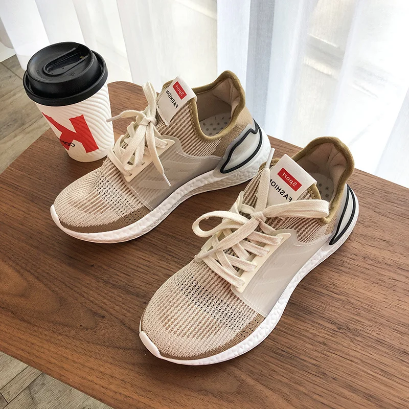 Женская спортивная обувь Новинка лета 2019 тканая на толстой подошве дышащая
