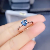 rose gold plated 925 sterling silver engagement ring natural london blue topaz heart ring for women gift