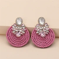 new arrivals colorful crystal handmade round earrings high quality statement fashion rhinestone jewelry accessories for women