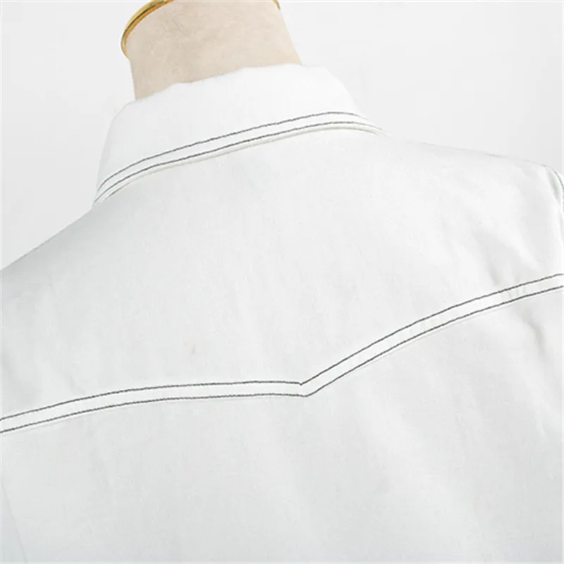 

White Denim Jacket Women Short Coat Fashion Embroidery Pocket Lapel Jeans Jacket Female Casual High quality Jeans Coat 2020 New