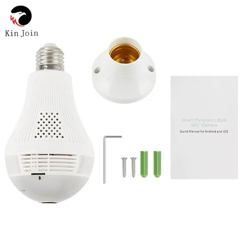 360 градусов Рыбий глаз объектив Wi Fi беспроводной светодиодный светильник