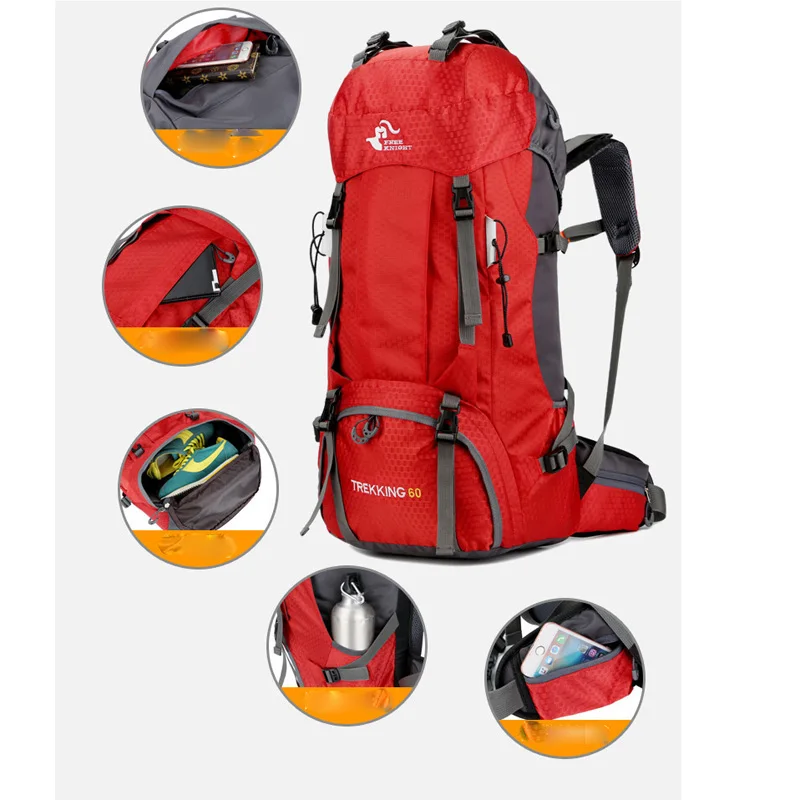 Рюкзак мужской женский большой водонепроницаемый с чехлом от дождя 60 л