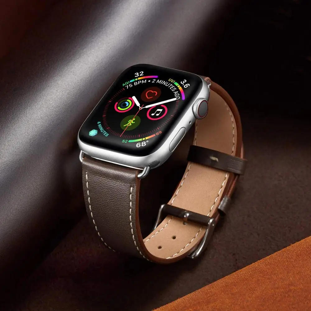 Ремешок из натуральной кожи для Apple Watch band 44 мм/40 мм iWatch 42 38 Высококачественный