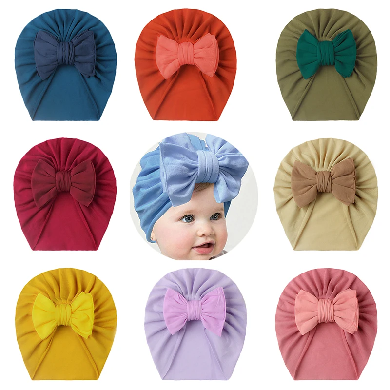 

Детская шапка с бантом однотонный пуловер шапки в западном стиле детские шапки милые удобные Шапка-тюрбан шапка для коидов