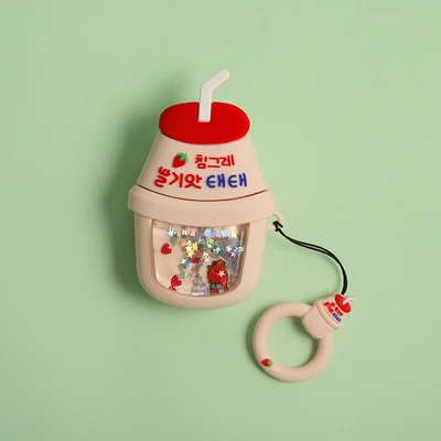 Королевский синий Милый зыбучий песок пузырьковый чай для Airpods чехол мягкий силиконовый беспроводной Bluetooth наушники Защитная крышка с палец кольцо ремень - Цвет: Королевский синий