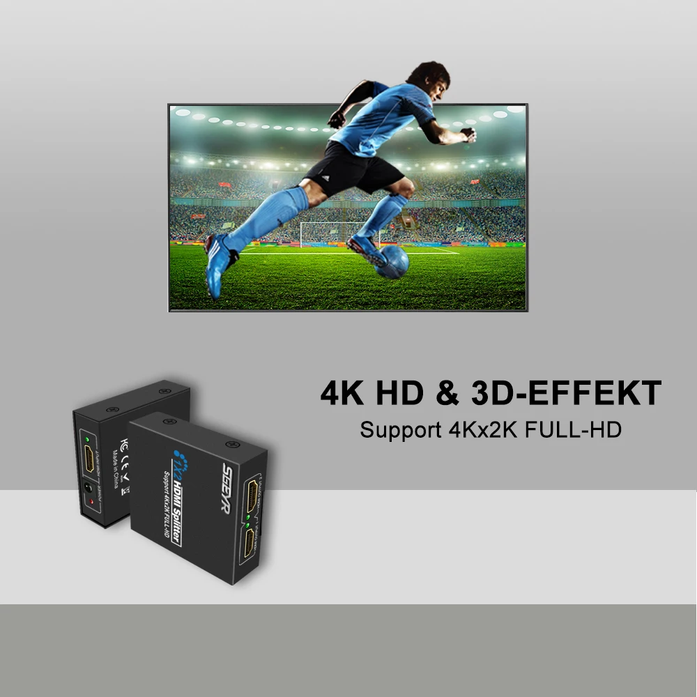 Разветвитель SGEYR 4K HDMI 1 в 2 Выход Питание Видео разветвитель 1x Поддержка HDCP 4 3D @ 30 Гц
