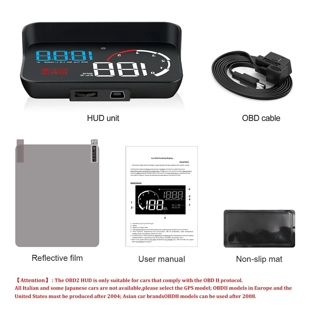 

Newest Hud Car Obd2 Computer Head Up Display Obd Hud Digital Speedometer Windshield Projector ObdII Rpm Fatigue Driving Km/H Mph