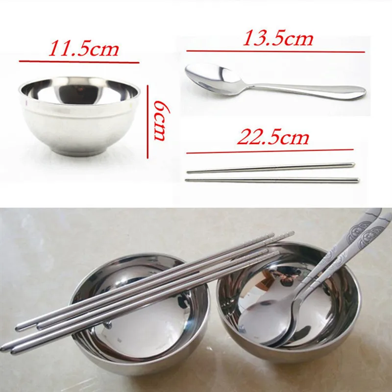 7 шт./компл. двойной слой из нержавеющей стали Портативный столовый набор сумка