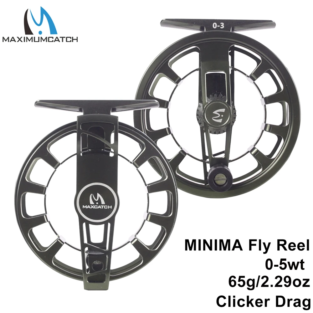 Maximumcatch MINIMA 0-5wt Light Weight Fly Fishing Reel Clicker Drag System Super Large Arbor Aluminum Fly Reel