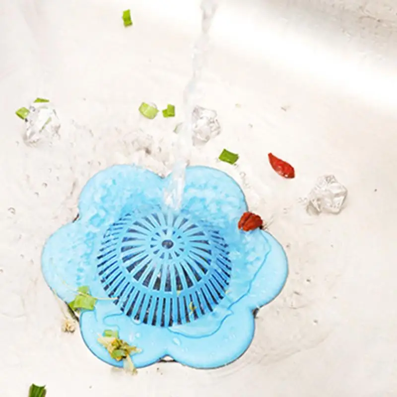 

Anti-blocking Floor Drain Mat Silicone Hair Stopper Flower Shape Sewer Outfall Strainer Sink PVC Filter Bathroom Kitchen Accesso