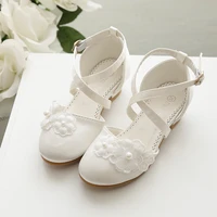 girls high heeled princess shoes fashion imitation pearl satin flower baby kids dancing dress shoes 506 5
