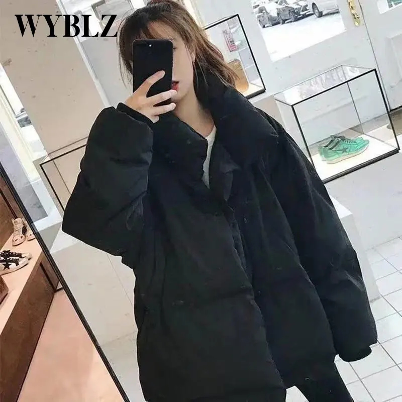 Winter Warm Parkas Women Plus Velvet Thicken Cotton Jacket Female Korean Loose Casual Solid Coat Chic Covered Button Jackets New