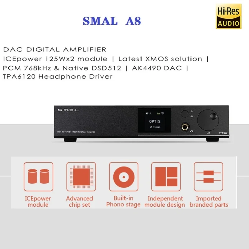 SMSL A8 Hi -Res HIFI усилитель для наушников DAC декодер DSD AK4490 + TPA6120 XMOS решение аудио