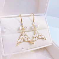 ydl korean trendy fishtail quality zircon earrings bowknot temperament long romantic charm earrings exquisite luxury jewelry