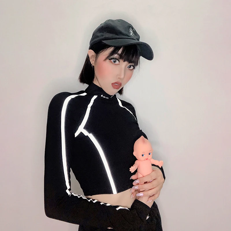 IAMHOTTY с буквенным принтом высоким плотно облегающим шею воротником длинными