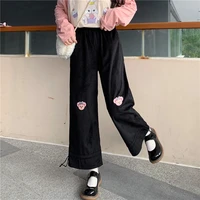 loose bear embroidery wild leg baggy pants japanese kawaii harajuku teen girls y2k casual female sweet cute sweatpants trousers