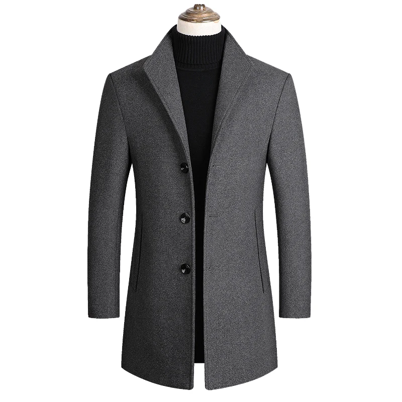 

Fashion Black Red gray Slim Men's coat 2021 Autumn Winter Windbreaker Oversized 3XL Thick warm Cardigan long Men Jackets