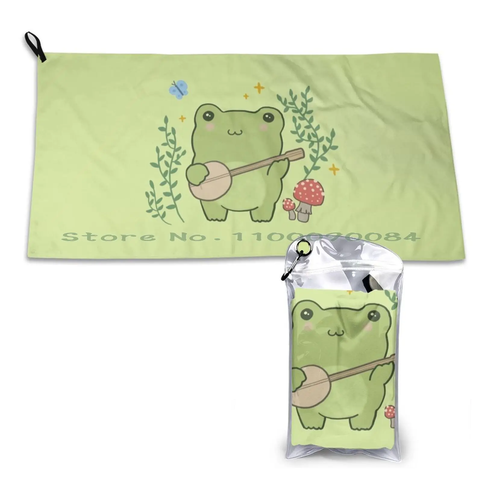 Кавайная симпатичная лягушка банджо-хлопчатобумажная Эстетическая