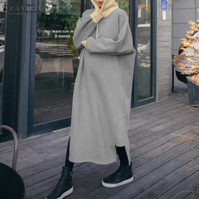 Женское Повседневное платье-свитшот с капюшоном Длинный пуловер длинным рукавом