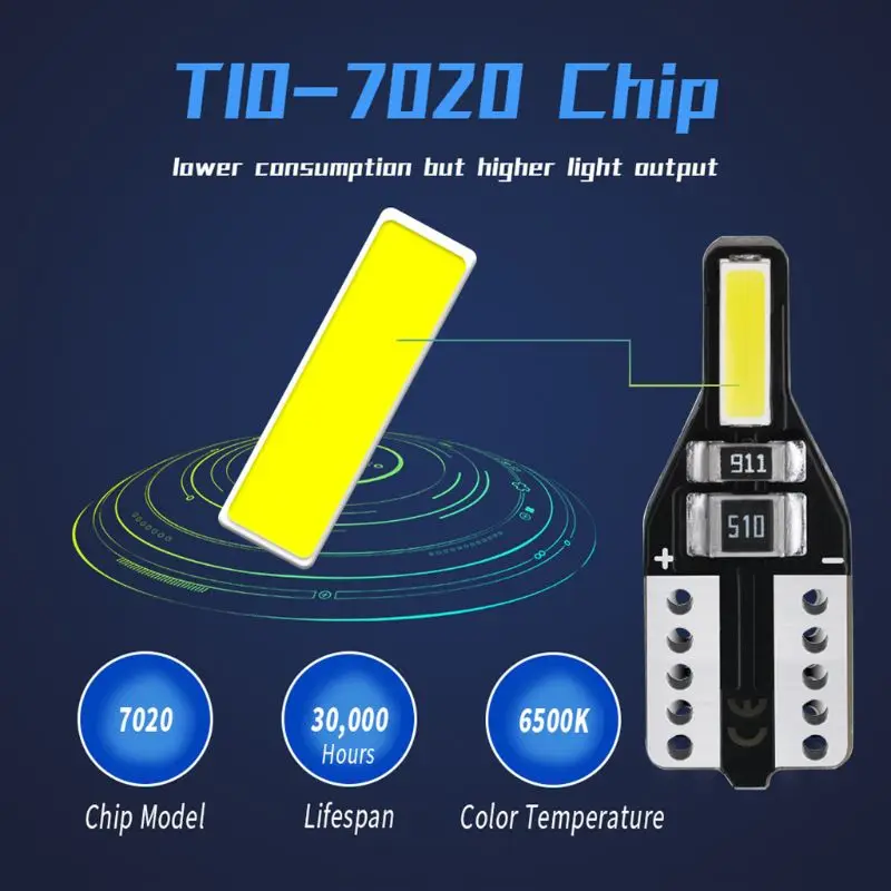

T10 LED W5W Bulb Auto Interior Reading Doom Trunk Light for Peugeot 206 10Pcs