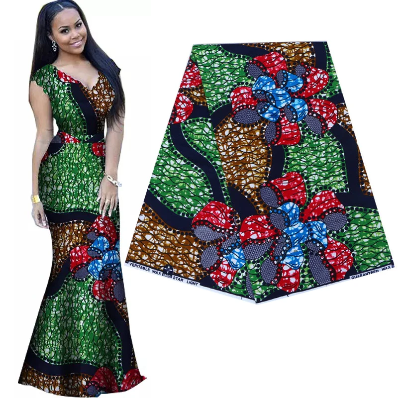 

Ankara African Prints Batik Fabric 100% Cotton Veritable Wax Sewing Pagne for Wedding Dress Best Quality Africa Tissu 6yards