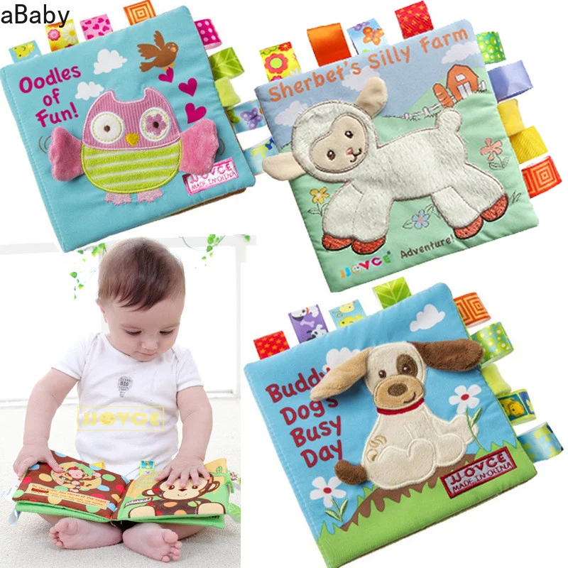 

Animal Style Monkey/Owl/Dog Newborn Baby Toys Learning Educational Kids Cloth Books Cute Infant Baby Fabric Book Ratteles Toy