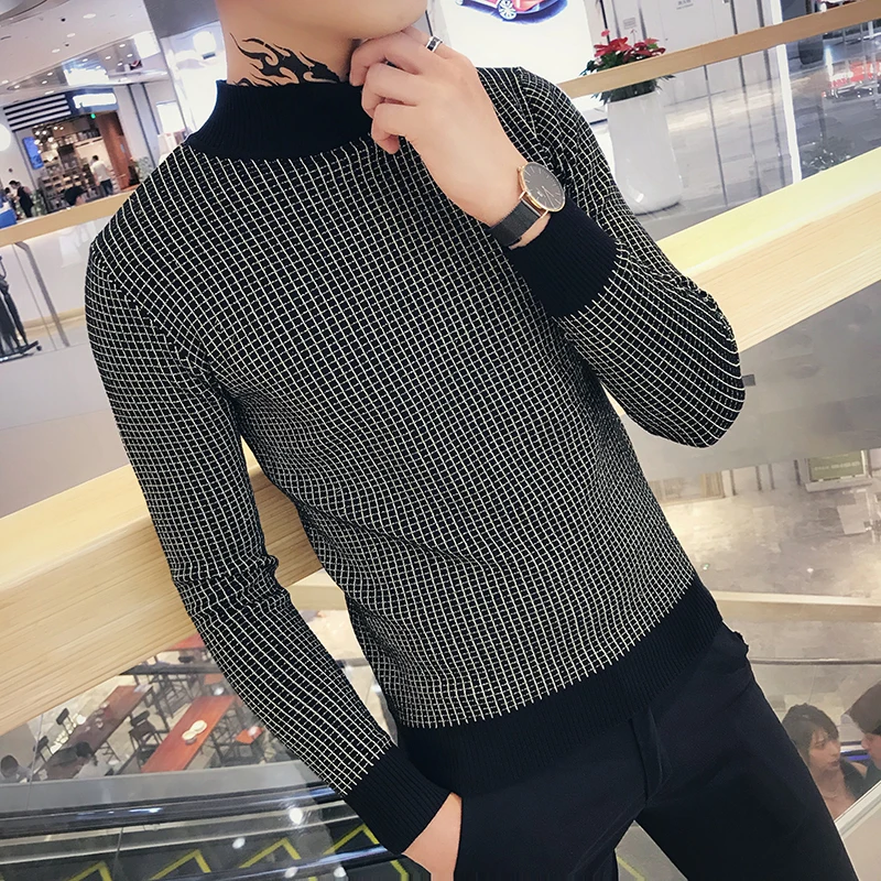 Sueter Hombre свитер с длинным рукавом в клетку мужской Ropa Invierno Осенний пуловер для