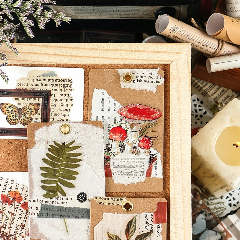 

40pcs/bag Vintage Feather mushroom plant PET sticker package DIY diary Journal decoration sticker album scrapbooking