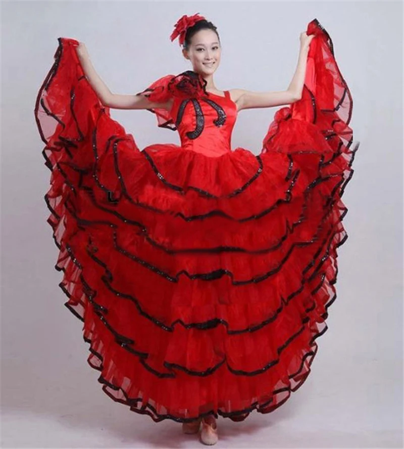 Классическая юбка фламенко Женский костюм для испанского танца платье