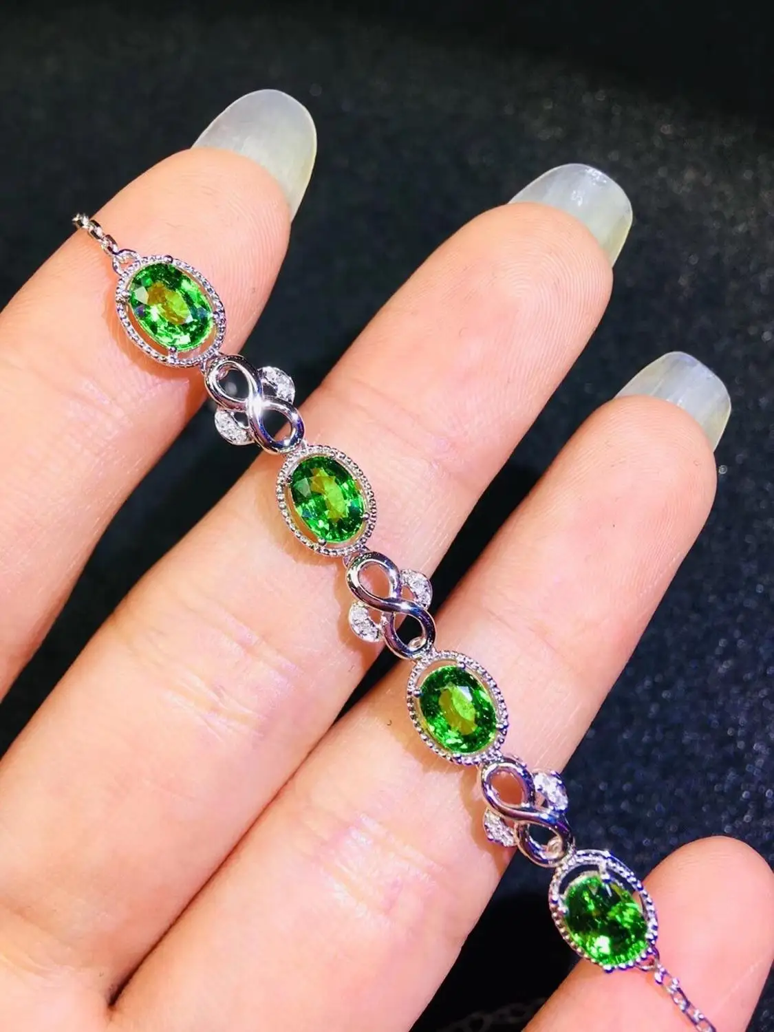 T702 Fine Jewelry Gold AU750 G18K 100% Natural 4.0ct Tsavorite Gemstones Jewellery Bracelets for women | Украшения и аксессуары