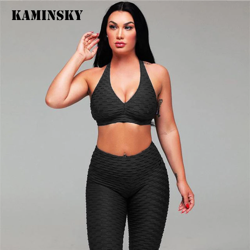 Женские спортивные костюмы Kaminsky однотонные с высокой талией и глубоким v