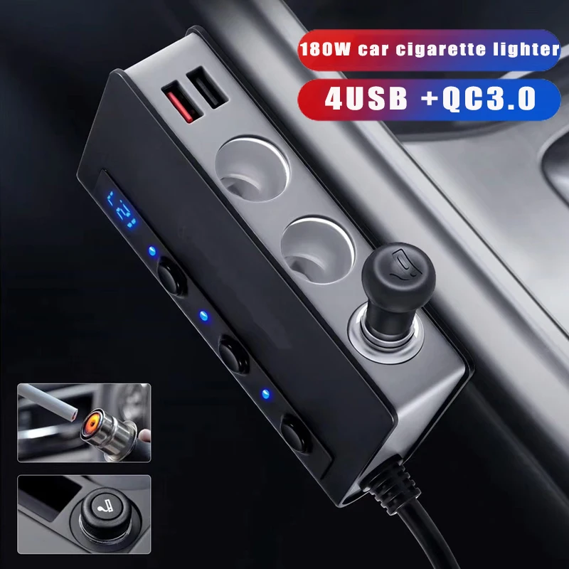 

4 Порты зарядных порта USB для автомобиля Зарядное устройство DC12-24V гнездо сигареты Зажигалка QC3.0 адаптер для быстрого автомобильного Зарядно...