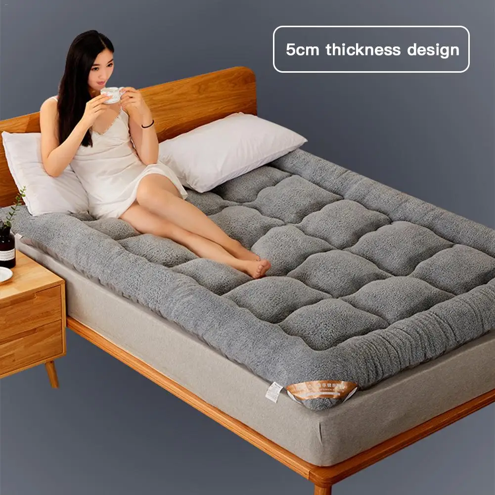 Стеганый матрас для кровати наматрасник из кашемира ягненка и хлопка моющийся