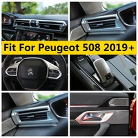 handle bowl wheel gear head dashboard air ac outlet vent cover kit trim for peugeot 508 2019 2022 matte accessories interior