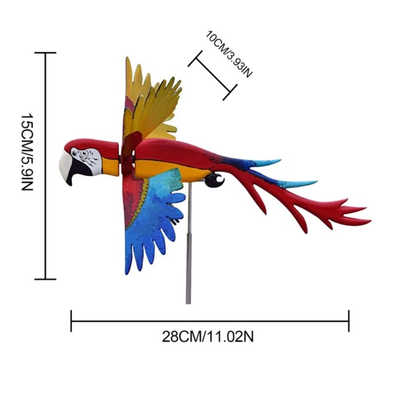 

Whirligig Parrot Windmill Birds Wind Spinner Art Sculpture For Garden Yard Courtyard Lawn Animal Decoration Stakes Wind Spinners