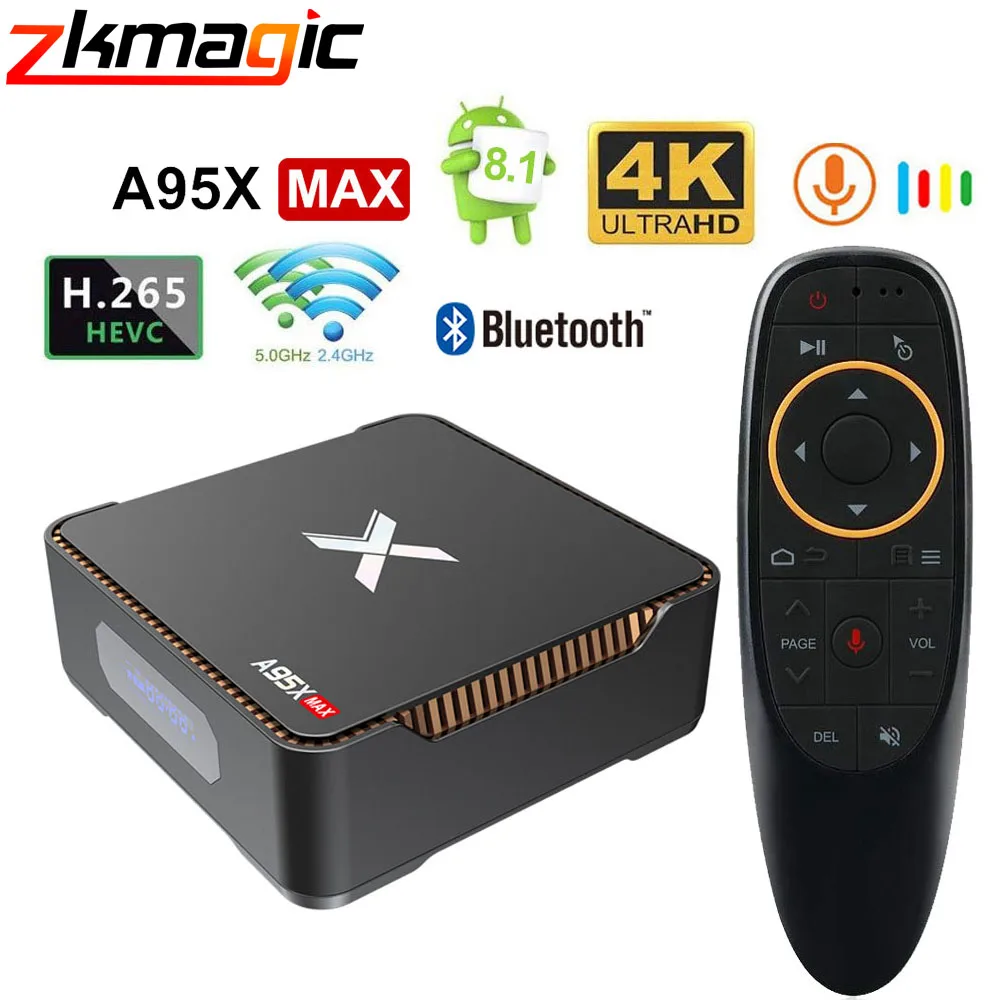ТВ приставка Android 8,1 A95X MAX Amlogic S905X2 Четырехъядерный 4K Смарт ТВ приставка 2,4G& 5GHz двойной Wifi 1000M BT4.2 Запись видео медиаплеер