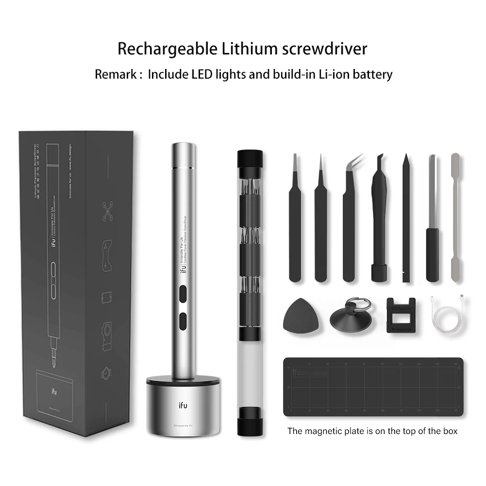 Al alloy Silver set2 IFu мини электрический беспроводной Магнитный Отвертка Инструмент Torx Hex Phillips комплект литий-ионный аккумулятор прецизионная ручная Отвертка Набор бит - Цвет: Al alloy Silver set2