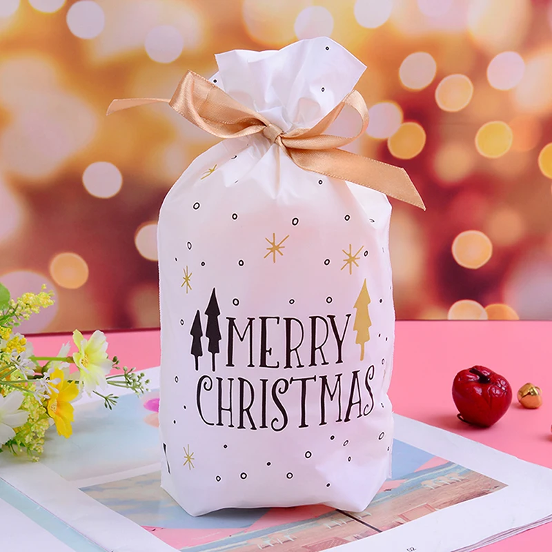 

10pcs Christmas Tree Merry Christmas Gift Bags Snowflake Crisp Bag New Year Gift Snack Candy Cookies Bag