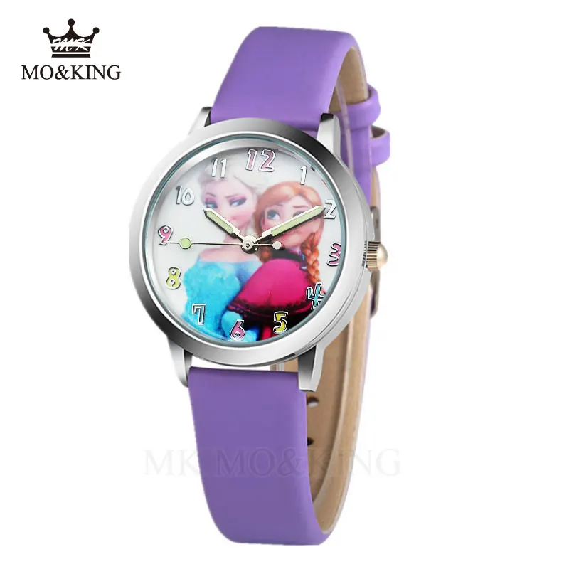 Reloj Infantil детские часы Снежная королева принцесса Эльза Анна София мультфильм детские часы кварцевые наручные часы Relojes - Цвет: Фиолетовый