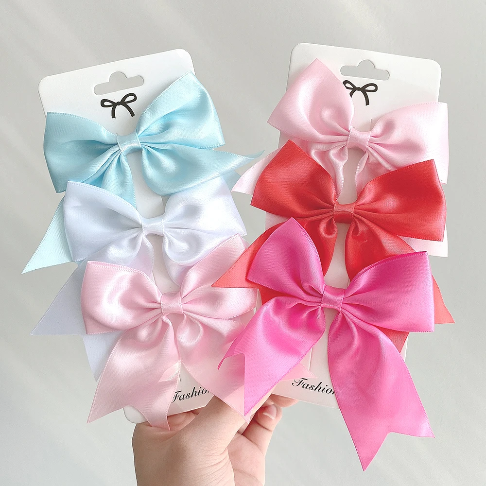 

3Pcs/Set 4.52Inches Lovely Solid Color Bows Hair Clip For Kids Girls Hairpins Barrettes Handmade Baby Headwear Hair Accessories